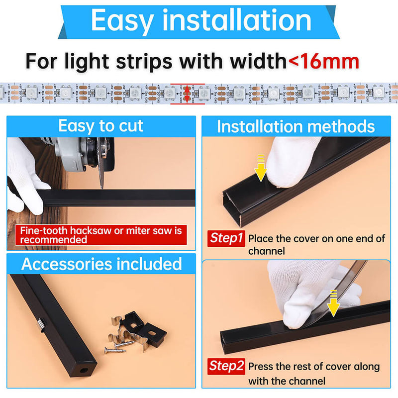 Load image into Gallery viewer, Muzata 10 Pack 6.6FT/2M Plus-Size LED Channel 18x13mm with Diffuser Cover U103