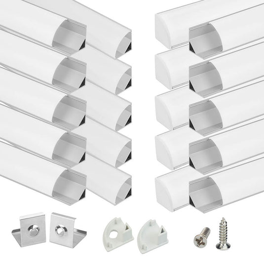 Muzata 3.3FT/1Meter V-shaped LED Silver Aluminum Channel System with Milky White Cover Lens V1SW WW