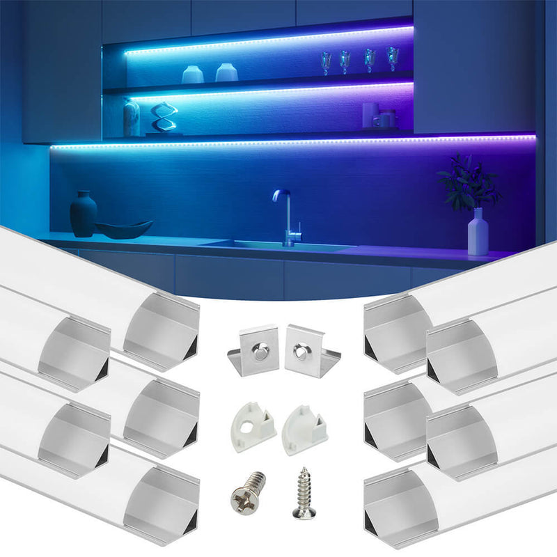 Load image into Gallery viewer, Muzata 3.3FT/1Meter V-shaped LED Silver Aluminum Channel System with Milky White Cover Lens V1SW WW