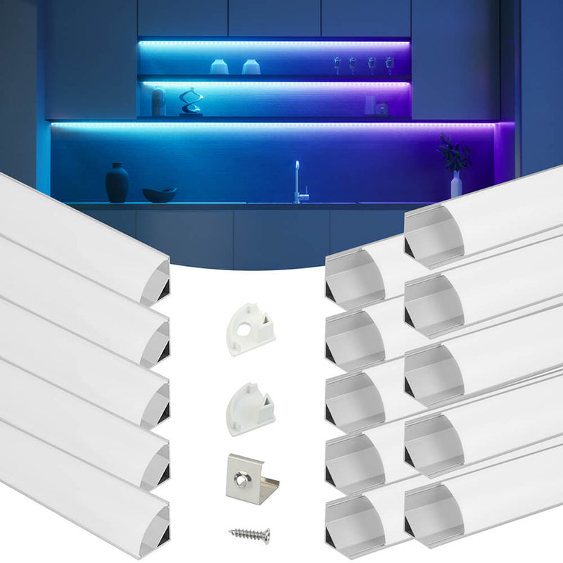 Load image into Gallery viewer, Muzata 3.3FT/1Meter V-shaped LED Silver Aluminum Channel System with Milky White Cover Lens V1SW WW