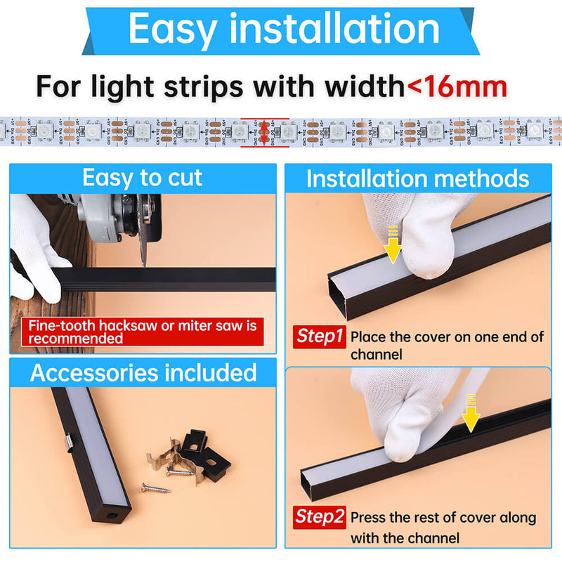 Load image into Gallery viewer, Muzata 10 Pack 6.6FT/2M Plus-Size LED Channel 18x13mm with Diffuser Cover U103