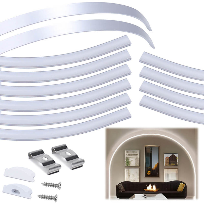Load image into Gallery viewer, Muzata 3.3FT Flexible Silver LED Aluminum Channel with Milky White LED Cover Lens U106 WW