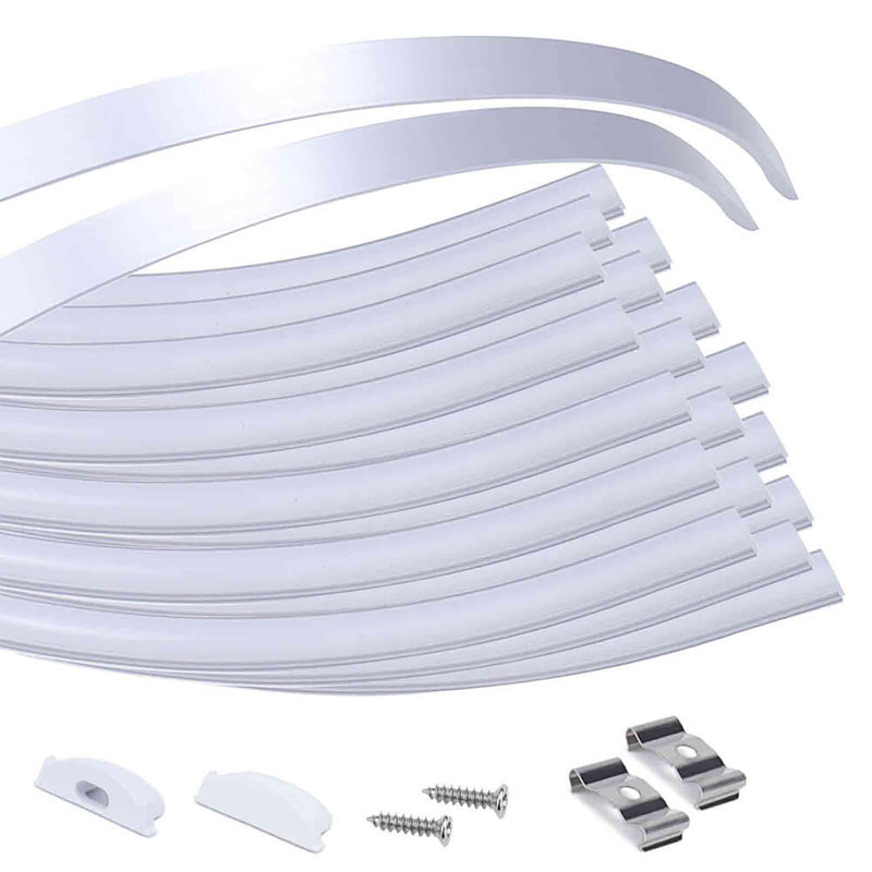 Load image into Gallery viewer, Muzata 3.3FT Flexible Silver LED Aluminum Channel with Milky White LED Cover Lens U106 WW