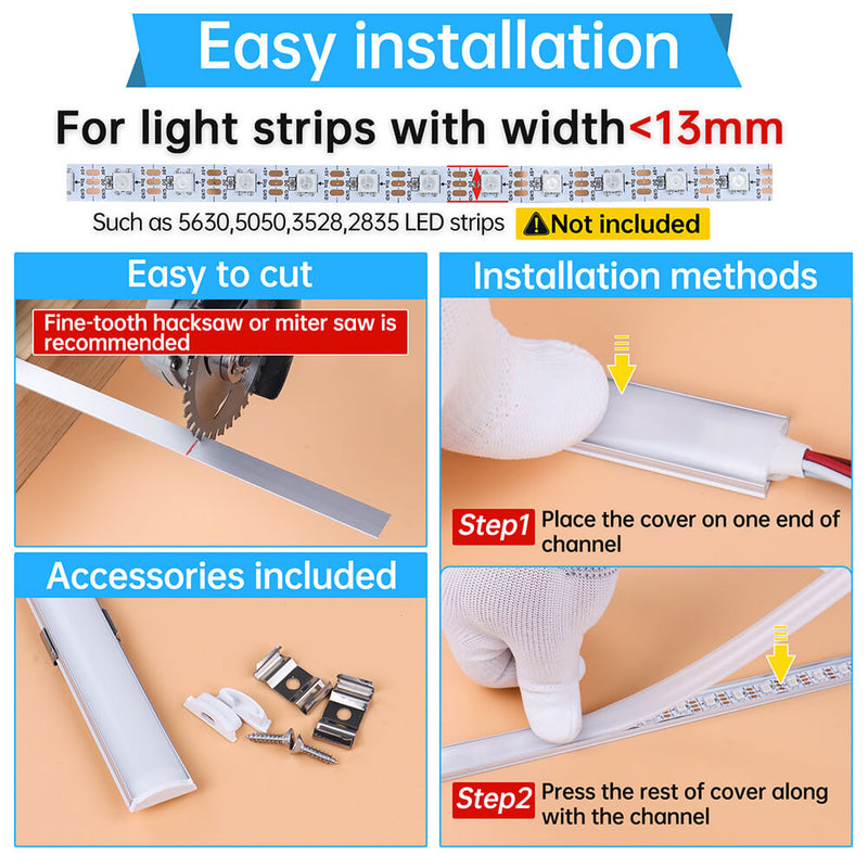 Load image into Gallery viewer, Muzata 3.3FT Flexible Silver LED Aluminum Channel with Milky White LED Cover Lens U106 WW