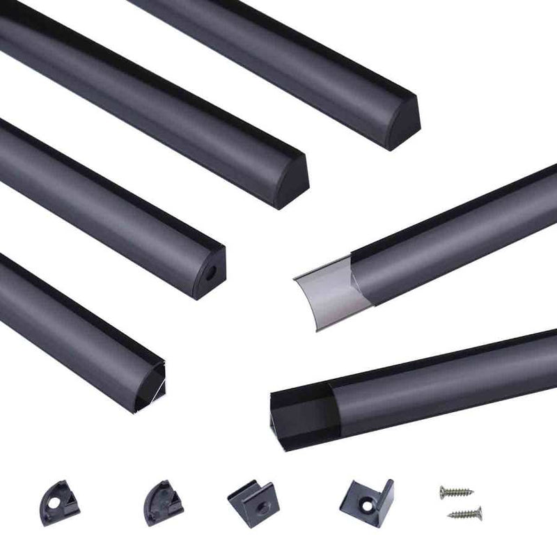 Load image into Gallery viewer, Muzata V-Shape Black LED Channel System with Smoky Black Cover Lens V1SW BB