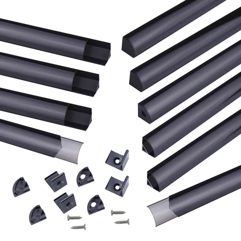 Load image into Gallery viewer, Muzata V-Shape Black LED Channel System with Smoky Black Cover Lens V1SW BB