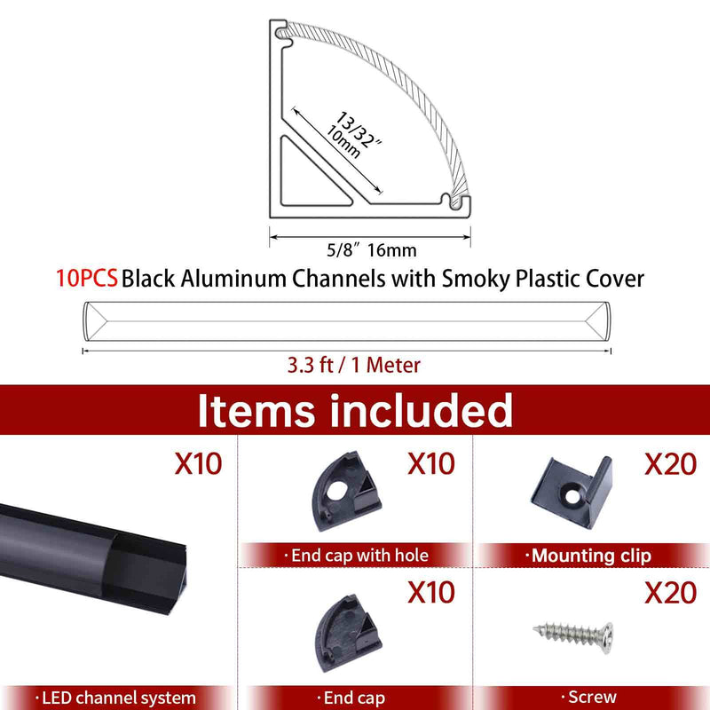 Load image into Gallery viewer, Muzata V-Shape Black LED Channel System with Smoky Black Cover Lens V1SW BB