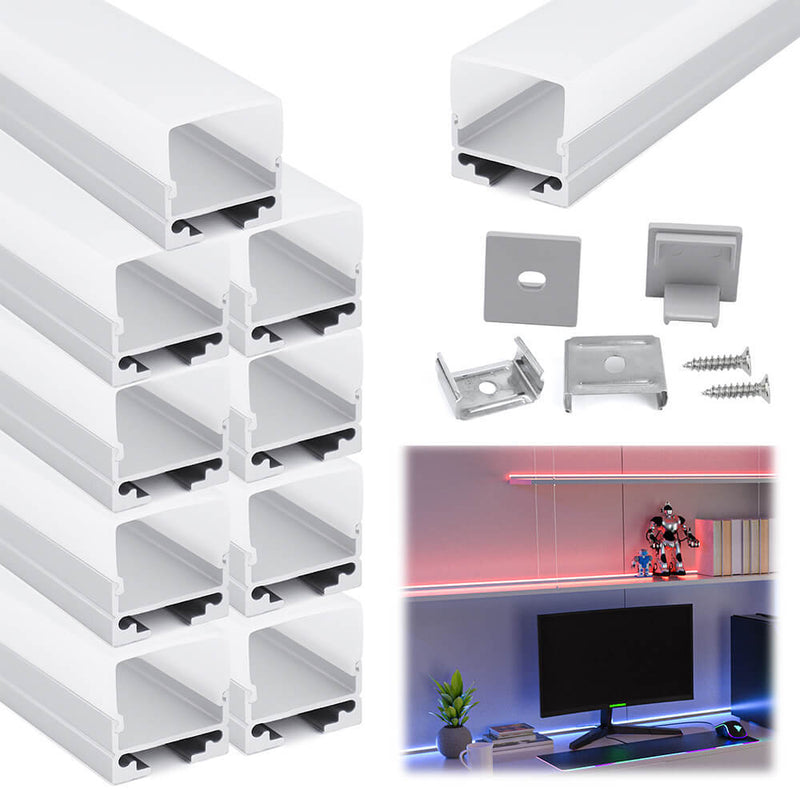 Load image into Gallery viewer, Muzata 3.3FT/1M LED Strip Channel with Hanging Wire, Spotless Frosted Diffuser Cover U116 WW
