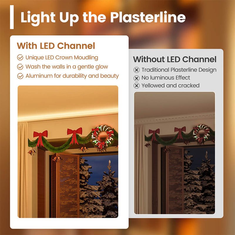 Load image into Gallery viewer, Muzata 5Pack 3.3FT/1M Aluminum LED Channel Crown Moulding Trim with Milky White Spotless LED Diffuser U131 WW