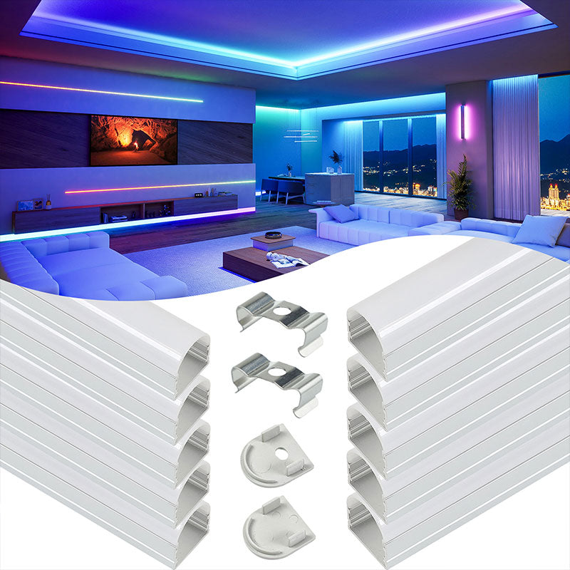 Load image into Gallery viewer, Muzata 3.3ft/1Meter Spotless LED U-Channel Aluminum System with White Thin Curved Cover Diffuser Fit Under Cabinet U109
