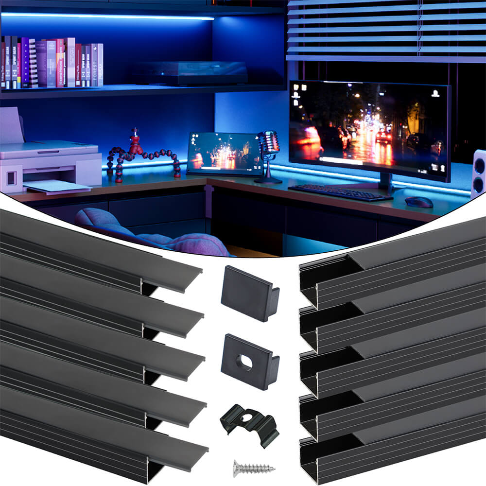Muzata 3.3FT Black LED Channel with Frosted Black Diffuser Cover