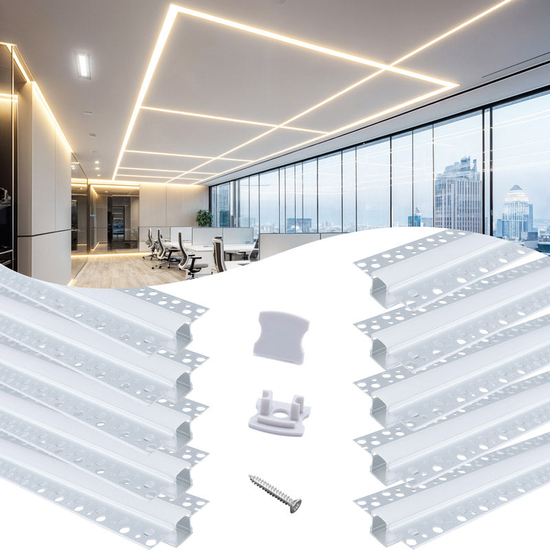 Load image into Gallery viewer, Muzata Trimless Mud in LED Channel System, Gypsum Drywall Aluminum Profile Plasterboards, Recessed Housing Track U117 WW