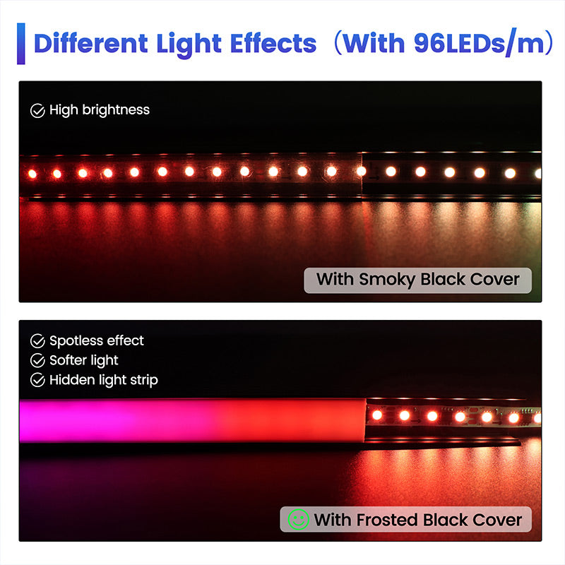 Load image into Gallery viewer, Muzata 10Pack Plus-Size Black LED Strip Channel 18x13mm Frosted Black Diffuser Cover U103 BF