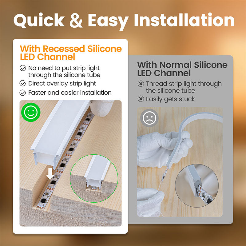 Load image into Gallery viewer, Muzata 16.5ft/5M Plus-size Spotless Silicone LED Channel System 20x20mm with Flange Recessed Flexible Tube with Milky White Cover (LED Strip Lights No Need to Pass Through LED Channel) USC6 WW