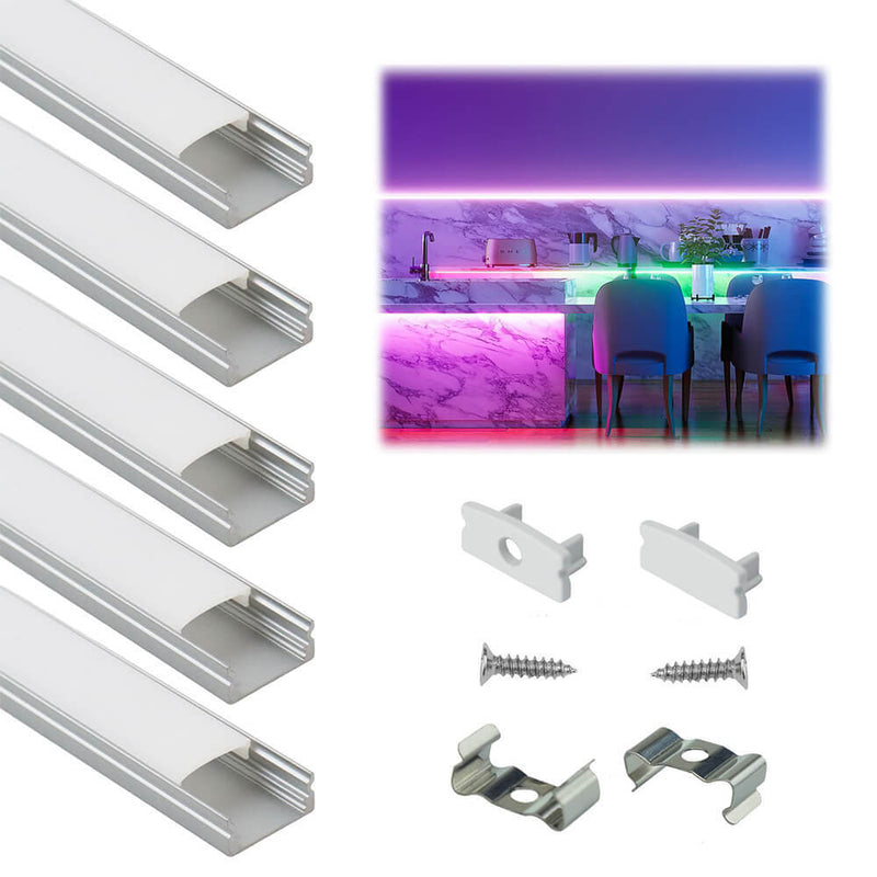 Load image into Gallery viewer, Muzata 3.3FT/1M Silver LED Channel System with Milky White Cover Lens U1SW WW