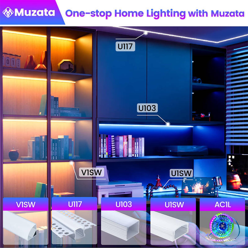 Load image into Gallery viewer, Muzata 6.6FT/2M Silver LED Aluminum Channel System with Milky White Cover U1SW WW