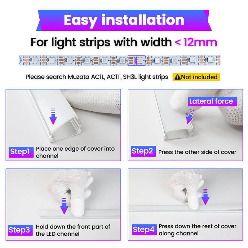 Load image into Gallery viewer, Muzata 6.6FT/2M Silver LED Aluminum Channel System with Milky White Cover U1SW WW