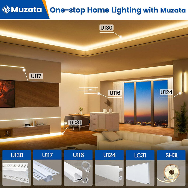Load image into Gallery viewer, Muzata 3.3ft Plaster-In LED Channel For Modern Recessed Lighting U117 WW