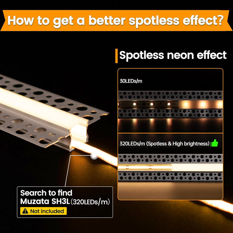 Load image into Gallery viewer, Muzata Trimless Mud in LED Channel System, Gypsum Drywall Aluminum Profile Plasterboards, Recessed Housing Track U117 WW