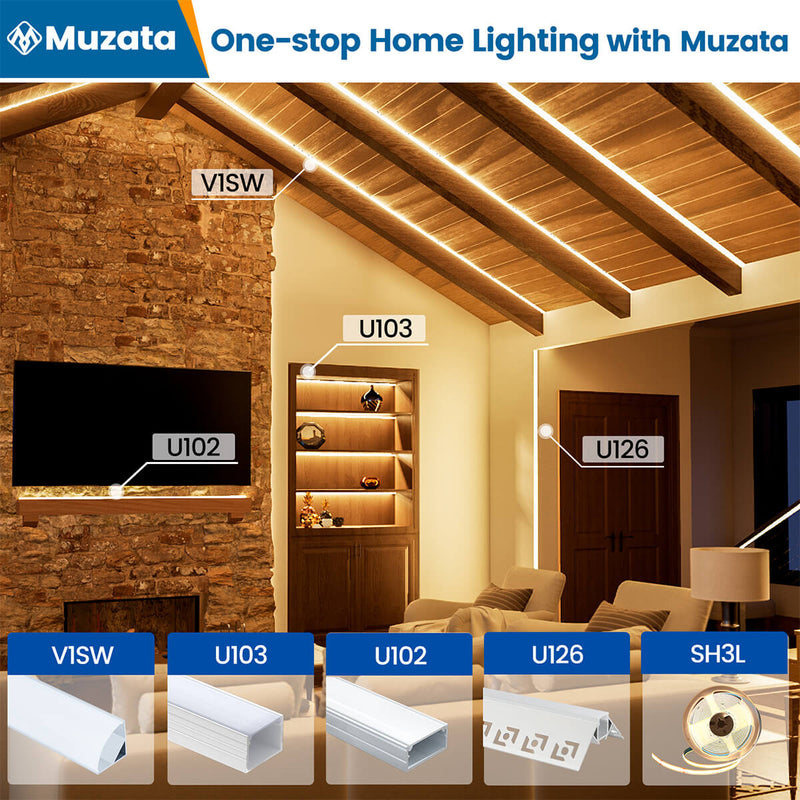 Load image into Gallery viewer, Muzata 3.3FT/1M V-Shape Black LED Aluminum Channel with Milky White Cover Lens, Aluminum Extrusion Profile Housing Track for LED Strip Lights V1SW BW