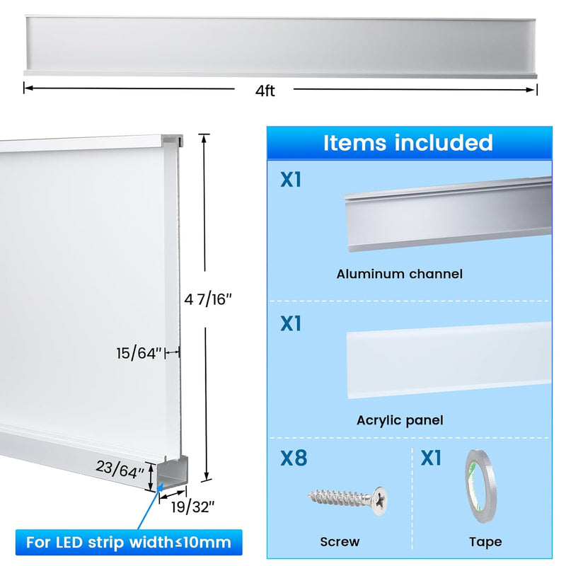 Load image into Gallery viewer, Muzata LED Neon Skirting Board 4ft Spotless Aluminum LED Channel Skirt Board LC31