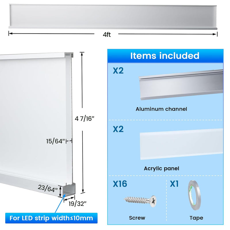 Load image into Gallery viewer, Muzata LED Neon Skirting Board 4ft Spotless Aluminum LED Channel Skirt Board LC31