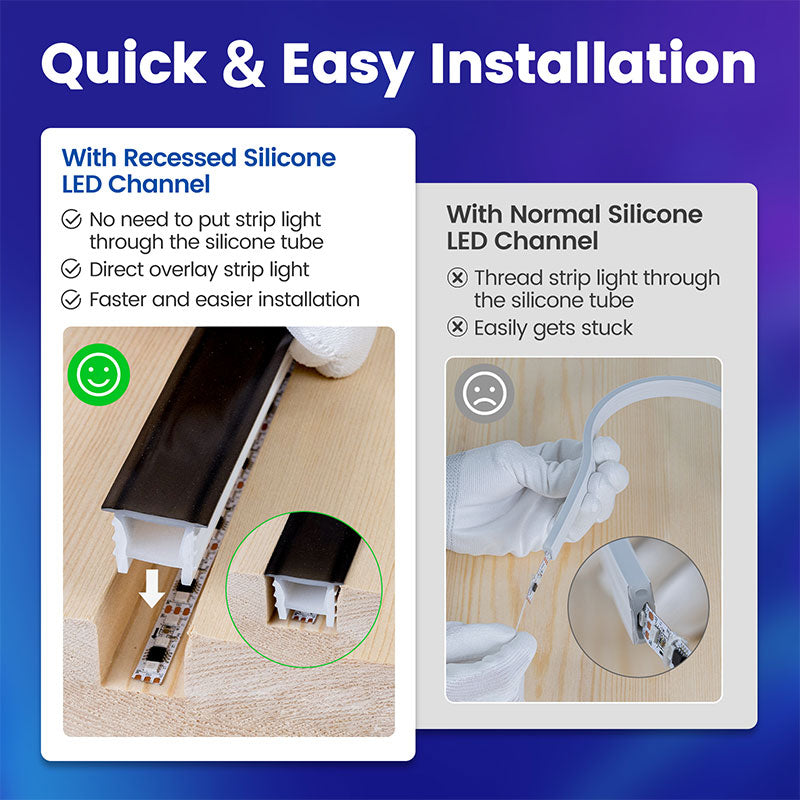 Load image into Gallery viewer, Muzata 16.4ft/5Meter Recessed Linear Lighting Silicone LED Channel Flexible Tube with Black Cover USC6