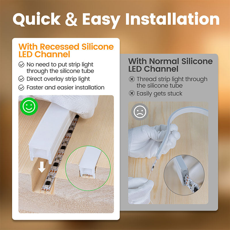 Load image into Gallery viewer, Muzata 16.5FT/5Meter Plus-size Recessed Silicone LED Channel System, Spotless Flexible Tube with Milky White Cover, Wider Track (LED Strip Lights No Need to Pass Through LED Channel) USC7