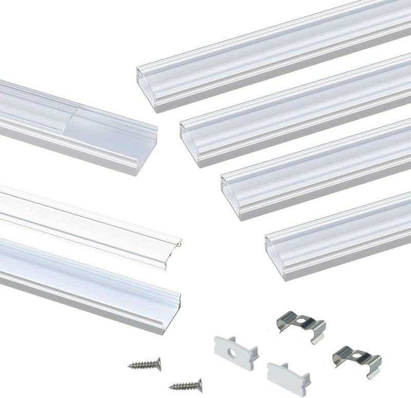 Load image into Gallery viewer, Muzata Silver LED Aluminum Channel with Crystal Transparent Cover Lens U1SW WT