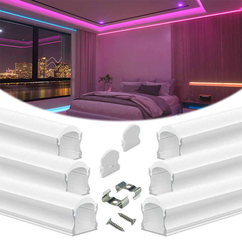 Load image into Gallery viewer, Muzata 17x20mm U-Shape Spotless White LED Aluminum Channel System with 60° Curved Thicker Milky White Neon Effect Cover Diffuser U108 HW