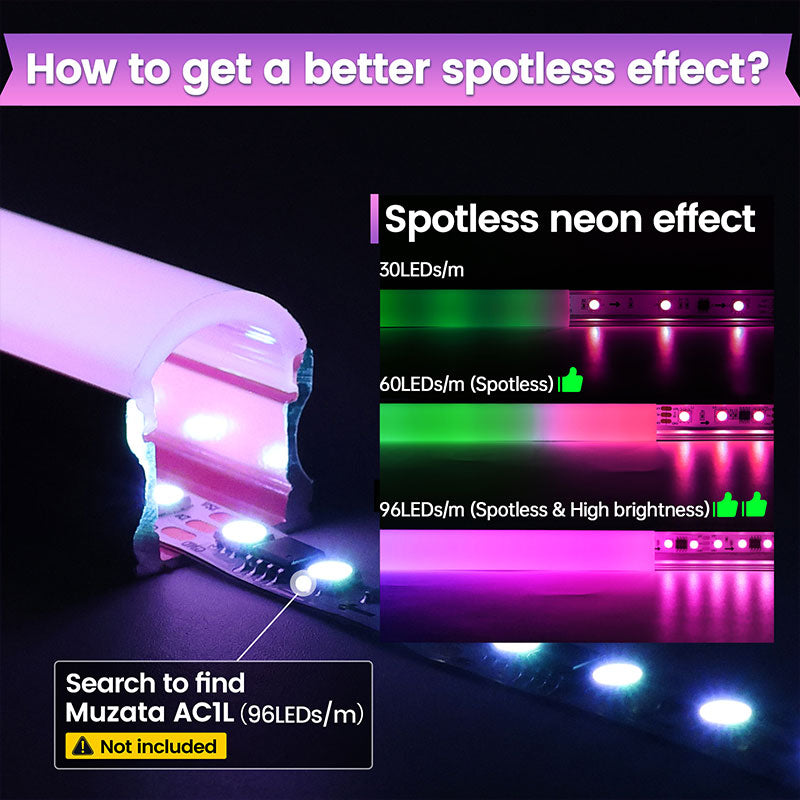 Load image into Gallery viewer, Muzata 10Pack 3.3FT/1Meter Spotless Neon Effect Pink LED Channel System with Thicker Cover Diffuser U108 PP