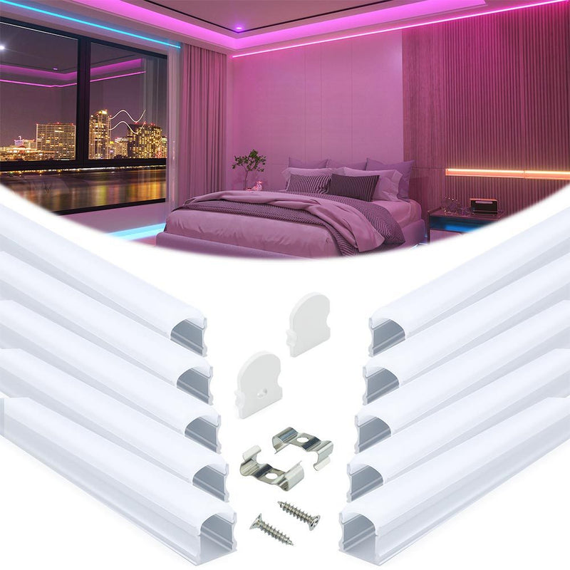 Load image into Gallery viewer, Muzata 17x20mm Spotless LED Aluminum U Channel with 60° Curved Thicker Milky White Neon Effect Cover Diffuser U108 WW