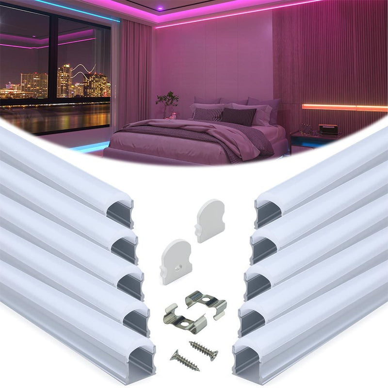 Load image into Gallery viewer, Muzata 17x20mm Spotless LED Aluminum U Channel with 60° Curved Thicker Milky White Neon Effect Cover Diffuser U108 WW