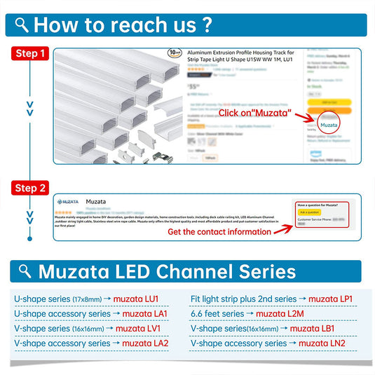 Muzata V-Shape LED Channel Extension Connectors for V1SW Aluminum LED Channel LCB2