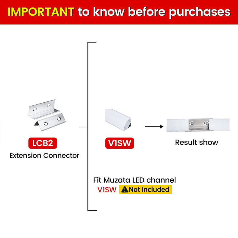 Load image into Gallery viewer, Muzata V-Shape LED Channel Extension Connectors for V1SW Aluminum LED Channel LCB2