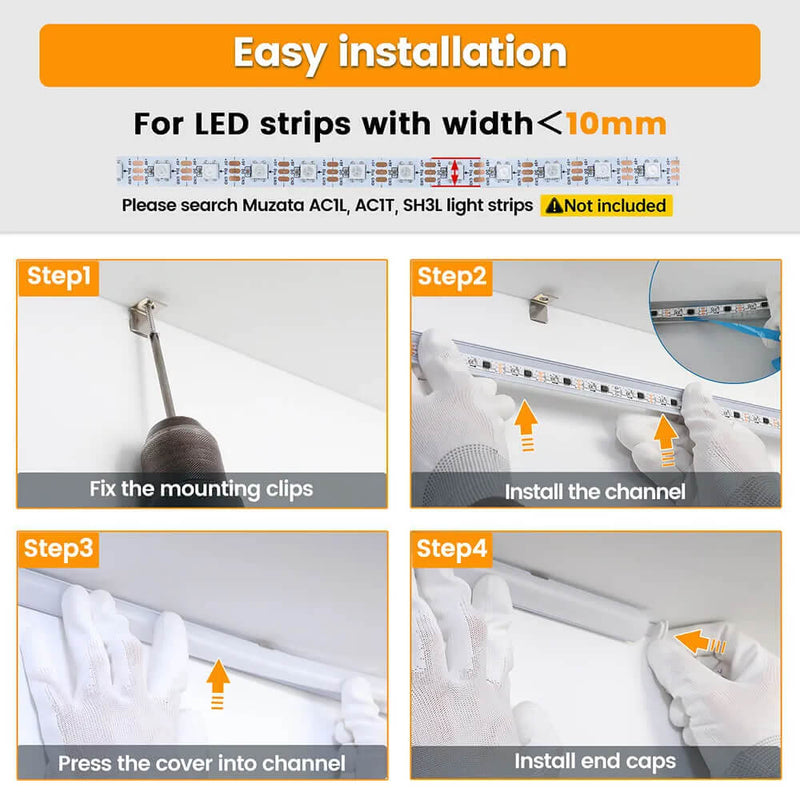 Load image into Gallery viewer, Muzata 3.3FT/1Meter V-Shaped LED Aluminum Channel with Milky White Cover Lens for Light Strip V1SW WW