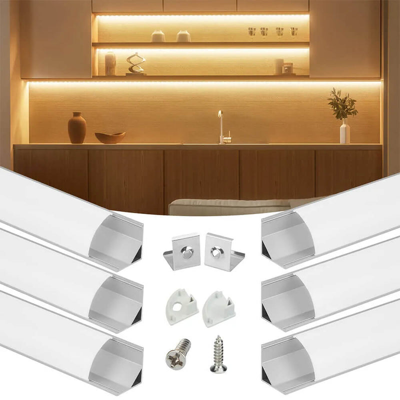 Load image into Gallery viewer, Muzata 3.3FT/1Meter V-Shaped LED Aluminum Channel with Milky White Cover Lens for Light Strip V1SW WW