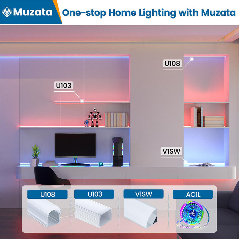 Load image into Gallery viewer, Muzata 10 Pack 6.6FT/2M Plus-Size LED Channel 18x13mm with Diffuser Cover U103