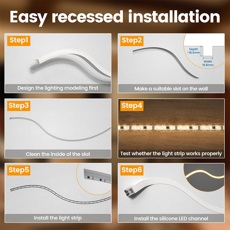 Load image into Gallery viewer, Muzata 16.5FT/5Meter Plus-size Recessed Silicone LED Channel System, Spotless Flexible Tube with Milky White Cover, Wider Track (LED Strip Lights No Need to Pass Through LED Channel) USC7