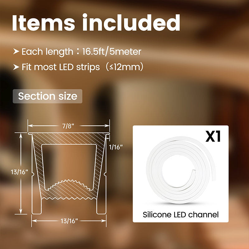 Load image into Gallery viewer, Muzata 16.5FT/5Meter Plus-size Recessed Silicone LED Channel System, Spotless Flexible Tube with Milky White Cover, Wider Track (LED Strip Lights No Need to Pass Through LED Channel) USC7
