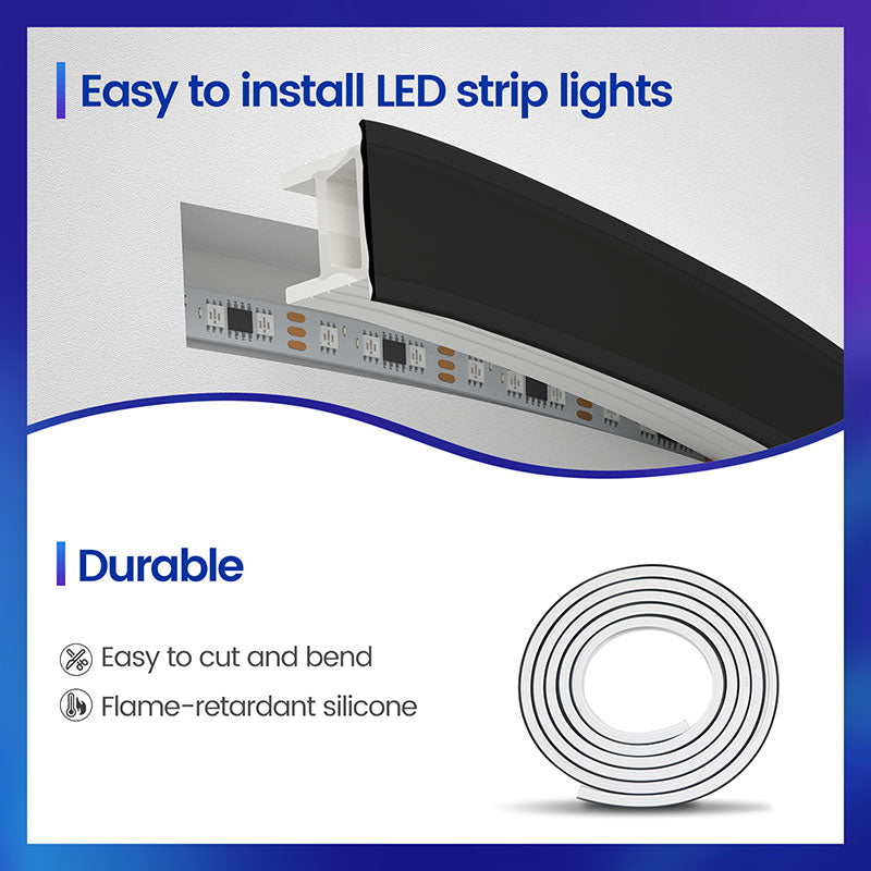 Load image into Gallery viewer, Muzata 16.4ft/5Meter Recessed Linear Lighting Silicone LED Channel Flexible Tube with Black Cover USC6