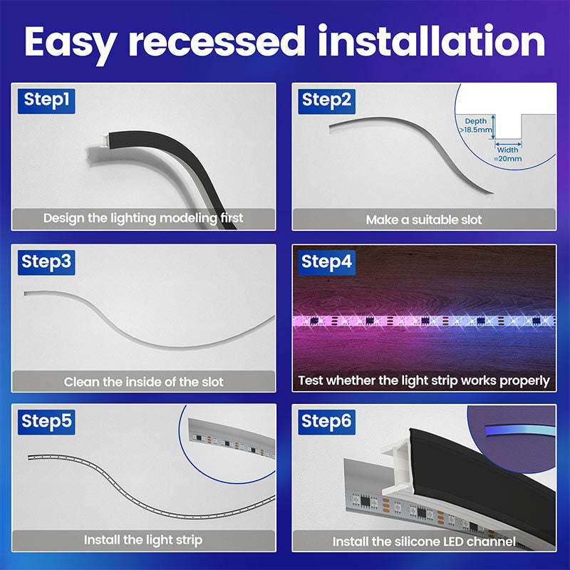 Load image into Gallery viewer, Muzata 16.4ft/5Meter Recessed Linear Lighting Silicone LED Channel Flexible Tube with Black Cover USC6
