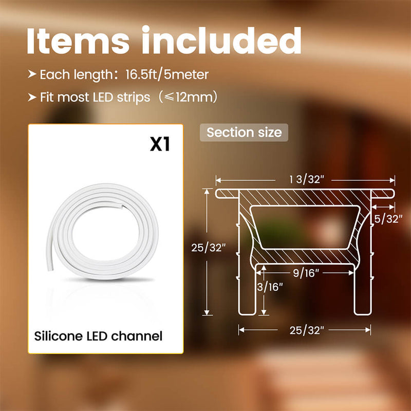 Load image into Gallery viewer, Muzata 16.5ft/5M Plus-size Spotless Silicone LED Channel System 20x20mm with Flange Recessed Flexible Tube with Milky White Cover (LED Strip Lights No Need to Pass Through LED Channel) USC6 WW