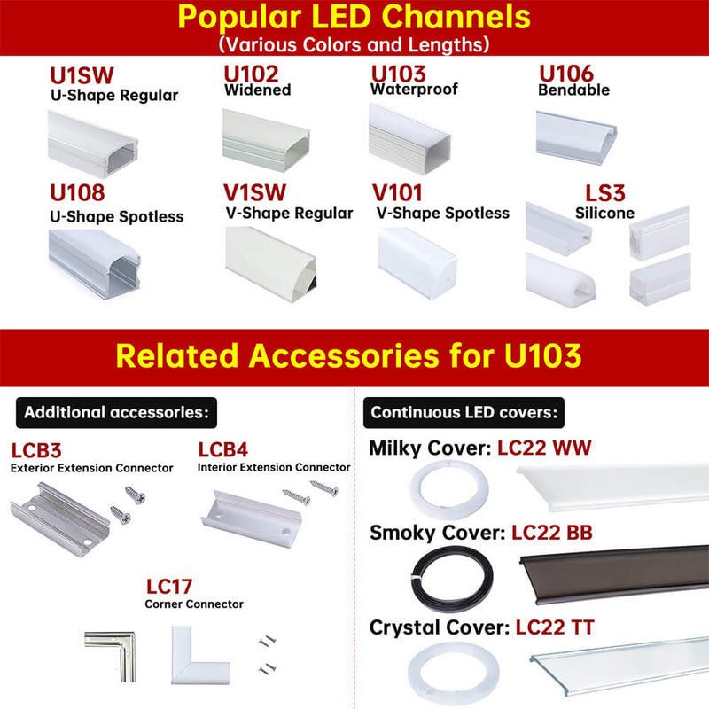 Load image into Gallery viewer, Muzata 10 Pack 6.6FT/2M Plus-Size LED Channel 18x13mm with Diffuser Cover U103