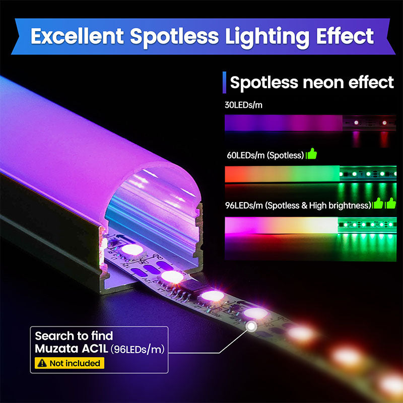 Load image into Gallery viewer, Muzata 3.3ft/1Meter Spotless LED U-Channel Aluminum System with White Thin Curved Cover Diffuser Fit Under Cabinet U109