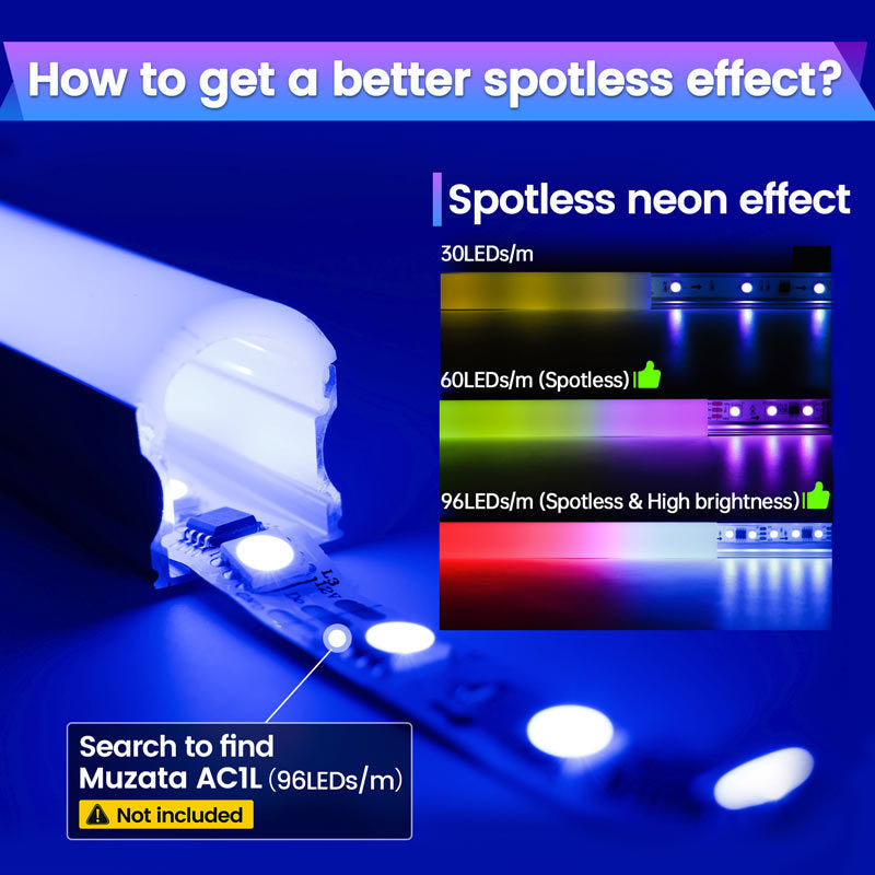 Load image into Gallery viewer, Muzata 17x20mm U-Shape Spotless White LED Aluminum Channel System with 60° Curved Thicker Milky White Neon Effect Cover Diffuser U108 HW