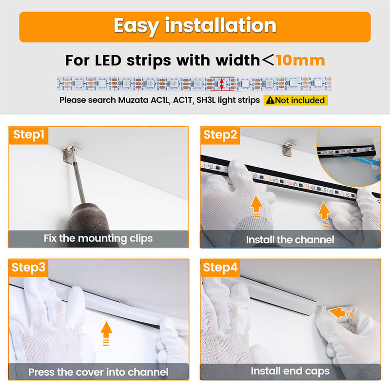 Load image into Gallery viewer, Muzata 3.3FT/1M V-Shape Black LED Aluminum Channel with Milky White Cover Lens, Aluminum Extrusion Profile Housing Track for LED Strip Lights V1SW BW