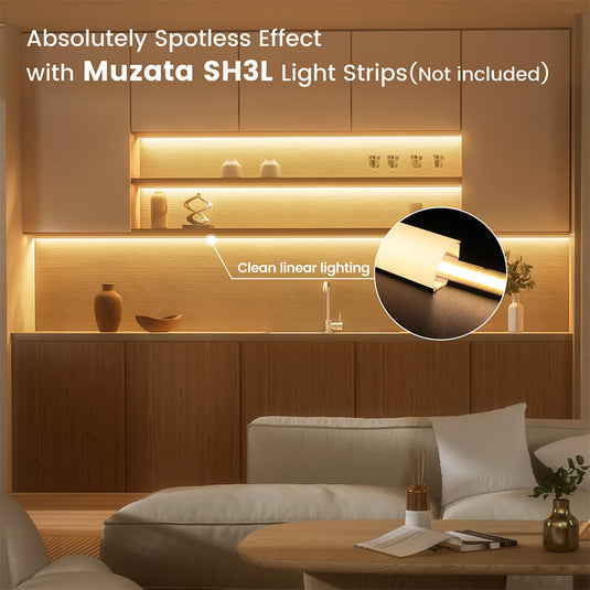 Muzata 3.3Ft/1Meter V-Shaped White LED Channel System with Milky White Cover Lens V1SW HW