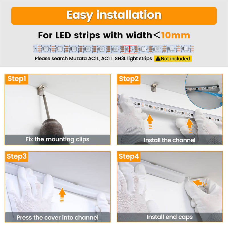 Load image into Gallery viewer, Muzata 3.3Ft/1Meter V-Shaped White LED Channel System with Milky White Cover Lens V1SW HW
