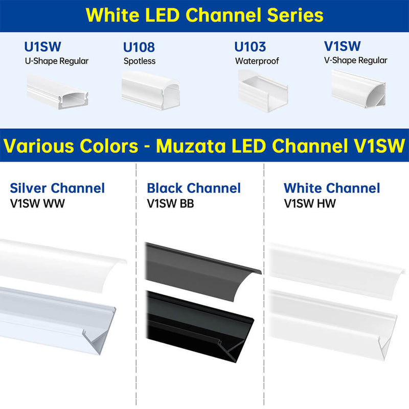 Load image into Gallery viewer, Muzata 3.3Ft/1Meter V-Shaped White LED Channel System with Milky White Cover Lens V1SW HW